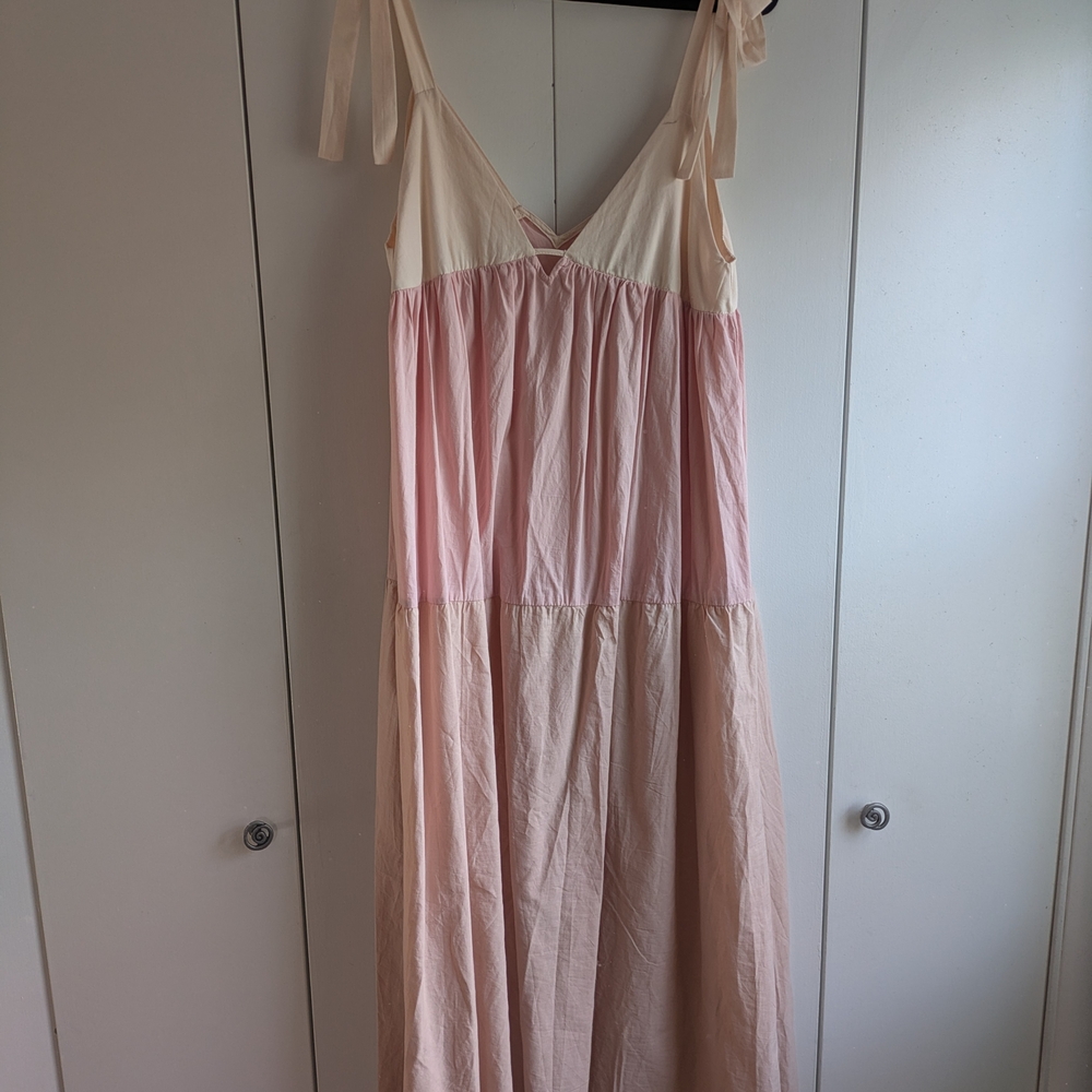 Lush Pink and Cream Maxi Dress